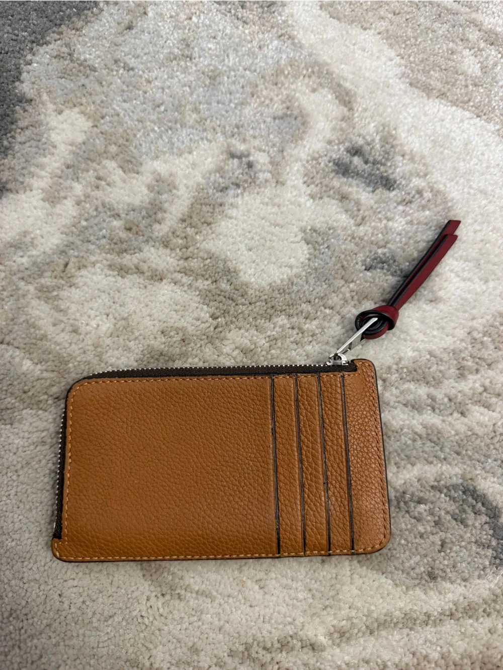 Loewe Burgundy Leather Zip Coin Pouch